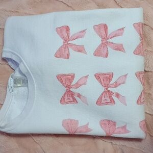 Altar'd State White Sweatshirt, Pink Bows